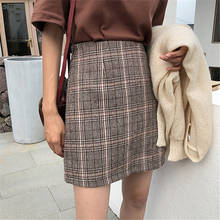 Spring Summer Casual Korean High Waist Plaid Mini A-Line Skirt Vintage Female Kawaii Students Empire Above Knee Slim Skirts 2024 - buy cheap