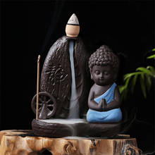 Incensário de buda com refluxo the little buddha, queimador de cerâmica, suporte de vara de incenso, roda criativa, decoração de casa budista zen 2024 - compre barato