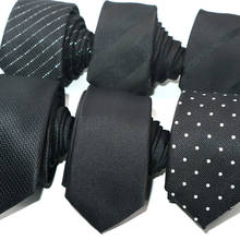 4 шт./лот 5 см мужские галстуки черные Полиэстеровые шелковые галстуки в полоску точки жаккарда Узкий Тонкий галстук для шеи галстук для мужчин Вечерние 2024 - купить недорого