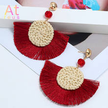 Vintage Wine Tassel Earrings Bohemian Statement Drop Earring for Women Raffia Straw Handmade Earrings Crystal Fashion Jewelry 2024 - buy cheap