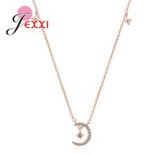 New Brand Muslim Crescent Pendant Necklace Silver/ Rose Gold Color Cubic Zirconia CZ Islam Moon Star Jewelry Women Gift 2024 - buy cheap