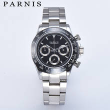 Parnis 39mm Men Quartz Watch Silver Stainless Steel Bracelet Chronograph Men's Watches VK64 Movement for man gift with box 2019 2024 - buy cheap