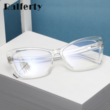 Ralferty Quality TR90 Women's Glasses Frame Cat Eye Transparent Computer Blue Light Glasses With Spring Female Grade No Diopter 2024 - buy cheap