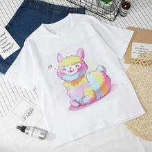 Girl Clothes Summer Fashion T-shirt Alpaca Cute Boy T-shirt Animal Lion Kids Tshirt Print Children Top Crew Neck Cartoon T Shirt 2024 - buy cheap