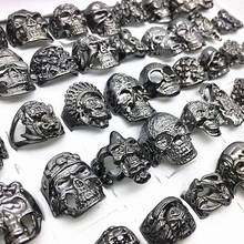 5pcs/Lot Men's Rings Skull Skeleton Punk Rock Jewelry Gothic Biker Ring Wholesale silver color gold/black party dress up 2024 - buy cheap