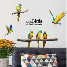 Parrot Wall Stickers, Birds wall Stickers, Macaw Art, Kids Home Decor For Room, DIY Vinyl, Home Decor, Removable Animals Wallpap 2024 - buy cheap