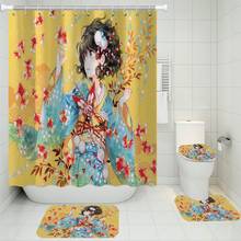 Japan Anime Bath Curtain with Toilet Lid Cover Non Slip Bathroom Rug Carpet Cartoon Beauty Shower Curtain Decor Accessories 2024 - buy cheap