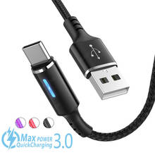 3A Type USB C кабель, светодиодные кабели для быстрой зарядки телефонов для Samsung Huawei Xiaomi redmi note 8 pro type-c, Аксессуары для мобильных телефонов 2024 - купить недорого