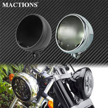 Farol de motocicleta universal, 7 polegadas, base de montagem, caixa de farol, capa de metal cromado/preto, para harley cafe racer xl dyna 2024 - compre barato