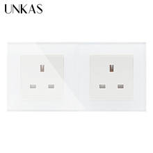 UNKAS Manufacturer, 13A UK 2 Gang Socket Wall Electric / Power Double Socket /Plug, Crystal Glass Panel,GB-C7C2UKS-11 2024 - buy cheap