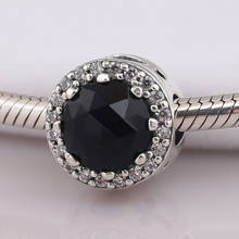 Authentic S925 Silver Bead fit Pandora Bracelet Bangle DIY Jewelry Black & Clear CZ Radiant Charm 2024 - buy cheap