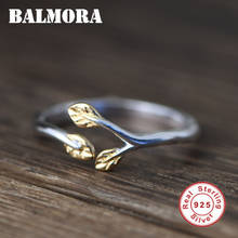 BALMORA 100% Real 925 Sterling Silver Open Rings For Women Gold Plated Tree Leaf Ring Finger Ring Valentine's Day Jewelry Gift 2024 - buy cheap
