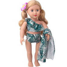 18 дюймов, с круглым вырезом, для девочек летняя одежда темно-зеленые купальные + одеяло с рисунком американского платье детские игрушки для купания подходит 43 см для ухода за ребенком для мам мальчик куклы c956 2024 - купить недорого