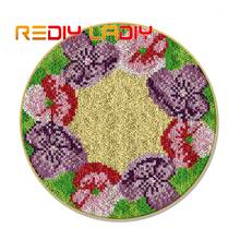Latch Hook Rug Flowers Wreath Crocheting Carpet Rug Acrylic Yarn Printed Canvas Cushion Mat Crochet Tapestry Latched Hook Kits 2024 - buy cheap