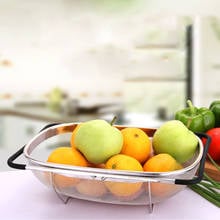 Escurridor plegable de acero inoxidable, escurridor retráctil para el hogar, filtro de agua para frutas y verduras, cesta de limpieza de cocina 2024 - compra barato