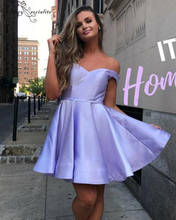 Lavender Short Homecoming Dresses 2020 Off Shoulder Satin Lace Up Back Simple Graduation Dress Prom Gowns Vestidos De Festa 2024 - buy cheap