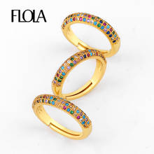 FLOLA Adjustable Rainbow Ring Zirconia Multi Stone Rainbow Gold Filled Rings 24k Gold Jewelry anillos colores arcoiris righ85 2024 - buy cheap