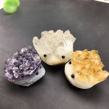 Natural quartz crystals cluster Hedgehog carved gemstone animals fine healing stones 2024 - buy cheap