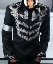 Disfraz profesional MJ del Rey del pop JACKSON, traje hecho a medida, chaqueta negra, camisa con diamantes 2024 - compra barato