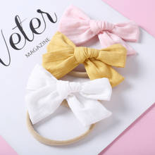 32 PCS/LOT, 4 inch Pinwheel Fabric Bow Nylon Headbands, Hand Tied Cotton Fabric Hair Bow Clips, Baby Girls Hair Accessories 2024 - buy cheap