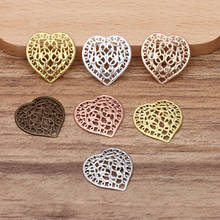 100 pcs/lot 21*22 mm Copper Metal Heart Filigree Flower Connector Findings Jewelry Component 2024 - buy cheap
