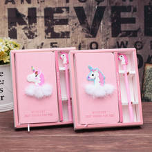 Cute Creative Beautiful Pink Unicorn Hardcover Planner Notebook Set Diary Book with Pen School Supplies Students Girls Gift 2024 - buy cheap
