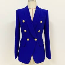 2021 Star New High Quality Women's Jacket Fashion Lion Metal Buckle Double Breasted Green Fruit Color Middle Length Suit O101 2024 - buy cheap