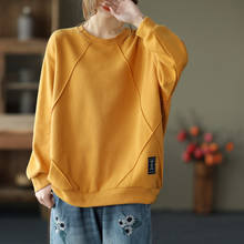 Women Loose Sweatshirt 2021 Spring Autumn Korean Vintage O-Neck Long Sleeve All-Match Cotton Casual Hoodies Female Tops B090 2024 - buy cheap