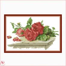 Alegria domingo flor rosa h814 14ct 11ct contado e carimbado belas flores decoração para casa needlework ponto cruz kits 2024 - compre barato