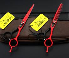 Professional Japan 440C 6 Inch Black Red Hair Scissors Set Cutting Barber Salon Haircut Thinning Shears Hairdressing Scissors 2024 - buy cheap