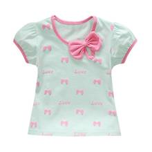 2021 Baby Girl Summer Toddler Short Sleeve Bow Printed Pattern T-Shirts Girls Cotton Casual Tops New 2024 - buy cheap
