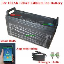 Batería de iones de litio impermeable, 12V, 100AH, 120Ah, 12V, BMS con bluetooth, para sistema solar, barco eléctrico, RV, panel solar + cargador de 10A 2024 - compra barato