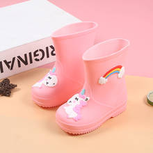 Botas de lluvia para niños y niñas, zapatos impermeables de goma antideslizantes con dibujos de unicornios, bonitos 2024 - compra barato