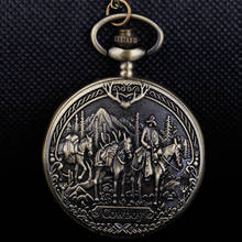 Antique Vintage Bronze Cowboy Horse Quartz Pocket Watches Analog Pendant Pocket Watches Necklace Chain Best Gifts for Men Women 2024 - buy cheap