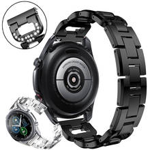 Браслет из нержавеющей стали для Samsung Galaxy Watch 3 45 мм 41 мм Active 2 40 мм 44 мм, браслет со стразами из металлического сплава, 22 мм 20 мм, ремешок для часов 2024 - купить недорого