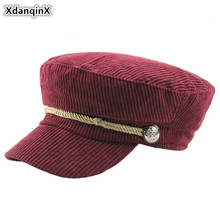 XdanqinX Elegant Ladies Flat Cap Corduroy Solid Army Military Hat Simple Fashion Women's Tongue Caps Student Sports Snapback Cap 2024 - buy cheap