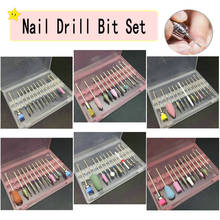 14 hole nail storage box ceramic nail drill bits set Nail repair polishing head set nail machine aceessories tools diamond drill 2024 - buy cheap