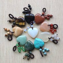 Wholesale 10pcs/lot new fashion beautiful mixed natural stone heart charms pendants 25mm for Handmade jewelry making free 2024 - buy cheap