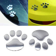 2pcs/bag Car Sticker Cool Design Paw 3D Animal Dog Cat Bear Foot Prints Footprint Decal Car Stickers Silver Auto Accessories 2024 - buy cheap