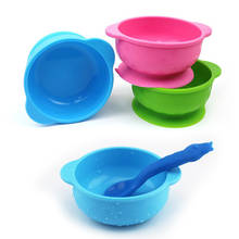 Детская силиконовая тарелка для детей, миска с присоской, ложка, силиконовая тарелка для еды, поднос, посуда для малышей 2024 - купить недорого