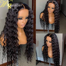 Wigleader-Peluca de cabello humano rizado de 13x6, postizo de encaje frontal sin pegamento con ondas al agua, 150% de raya profunda, pelo de bebé negro 2024 - compra barato