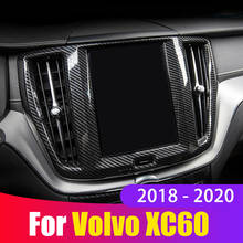 Painel de navegação controle do carro fibra carbono capa guarnição quadro para volvo xc60 2018 2019 2020 abs chrome acessórios 2024 - compre barato