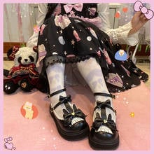 Japanese sweet lolita shoes kawaii girl tea party princess kawaii shoes round retro lace bowknot women shoes loli cosplay cos 2024 - buy cheap