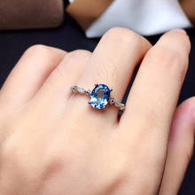 Leechee topázio anel 6*8mm jóias de pedra preciosa para presente de aniversário feminino topázio azul birthstone sólido real 925 prata esterlina 2024 - compre barato