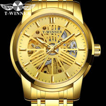 Relógio mecânico winner masculino, relógio de pulso militar esportivo à prova d'água dourado 8215 2024 - compre barato
