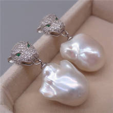 **Genuine Natural White Baroque Reborn Keshi pearl Leopard earring 2024 - buy cheap