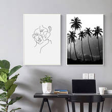 Pintura de lona para decoração, arte de plantas, decoração para casa, preto, branco, poster e impressões, imagens de parede para decoração de sala de estar 2024 - compre barato