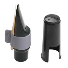 Alto Saxophone Mouthpiece Kit with Silicone Ligature, one reed and Plastic Cap - Black for Sax Repair 2024 - купить недорого