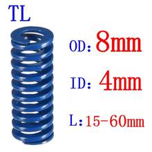 1 pces luz azul carga espiral estampagem compressão morrer mola helicoidal diâmetro exterior 8mm diâmetro interno 4mm comprimento 15-60mm 2024 - compre barato