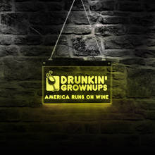 America Runs on Wine Drinking Business Club Wall Led Decor Lamp Advertising LED Wall Sign Room Decor lighting Lamp 2024 - buy cheap